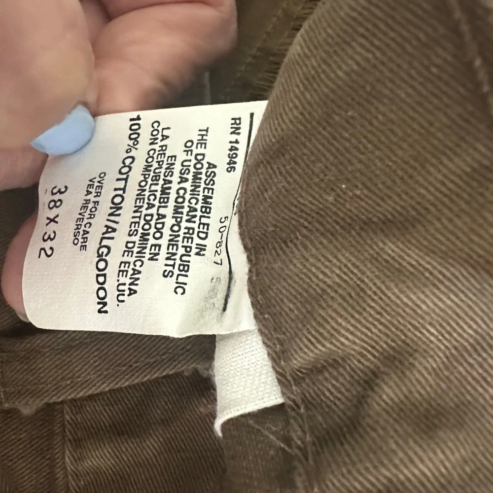 Bill Blass Chino Pants Mens 38x32 Brown Pleated Cuffed Cotton Casual